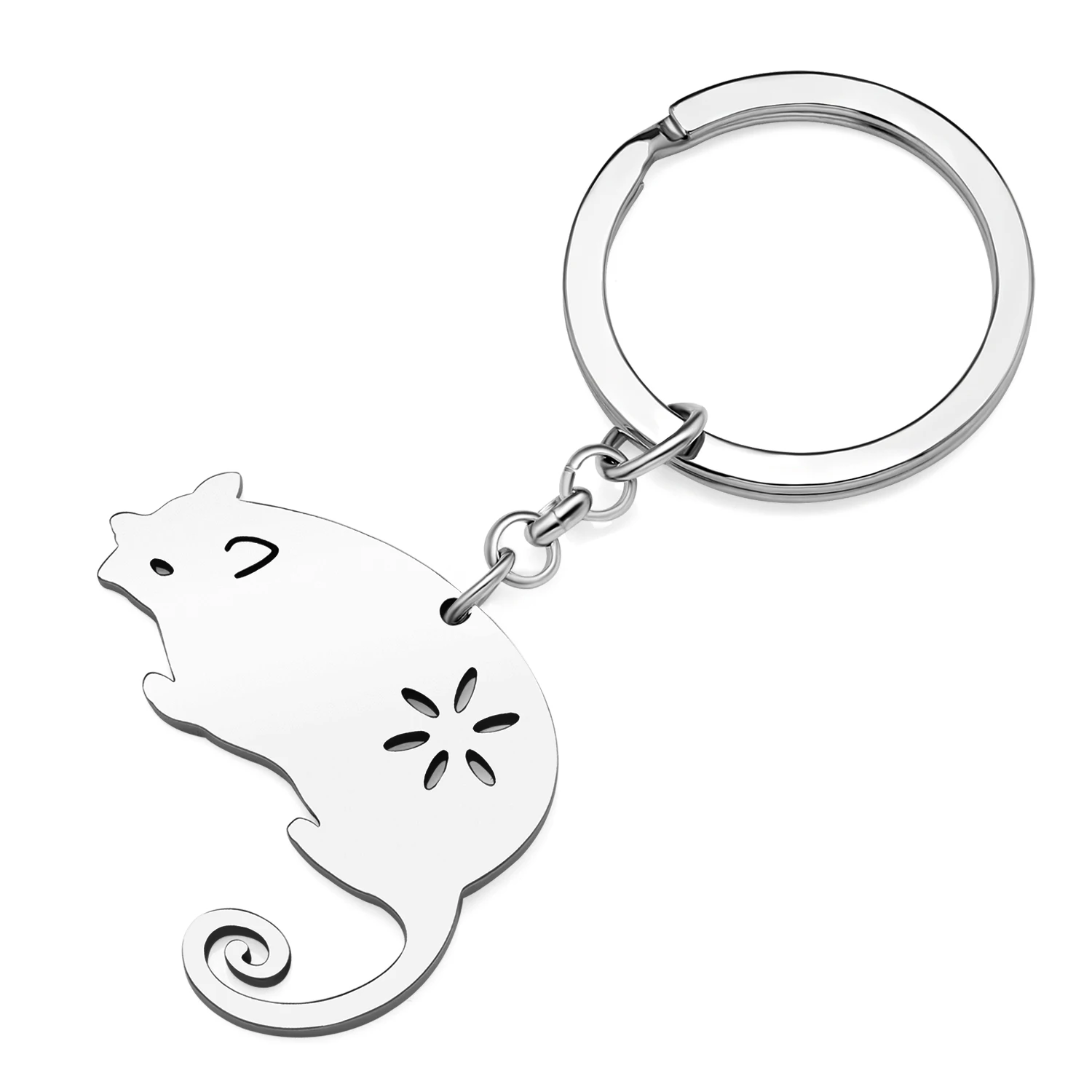 Bonsny Stainless Steel Silver-plated Opossum Key Chains Backpack Key Charm Keychains Keyring For Women Girls Gift