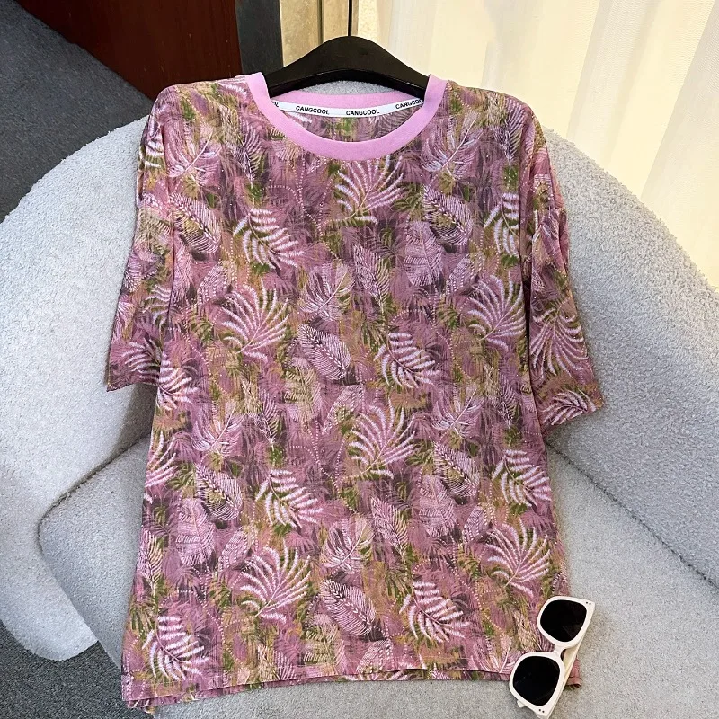 Design de moda tie-dye diamante brocas impressão de manga curta conjunto camiseta verão solto casual topo e shorts terno de duas peças feminino