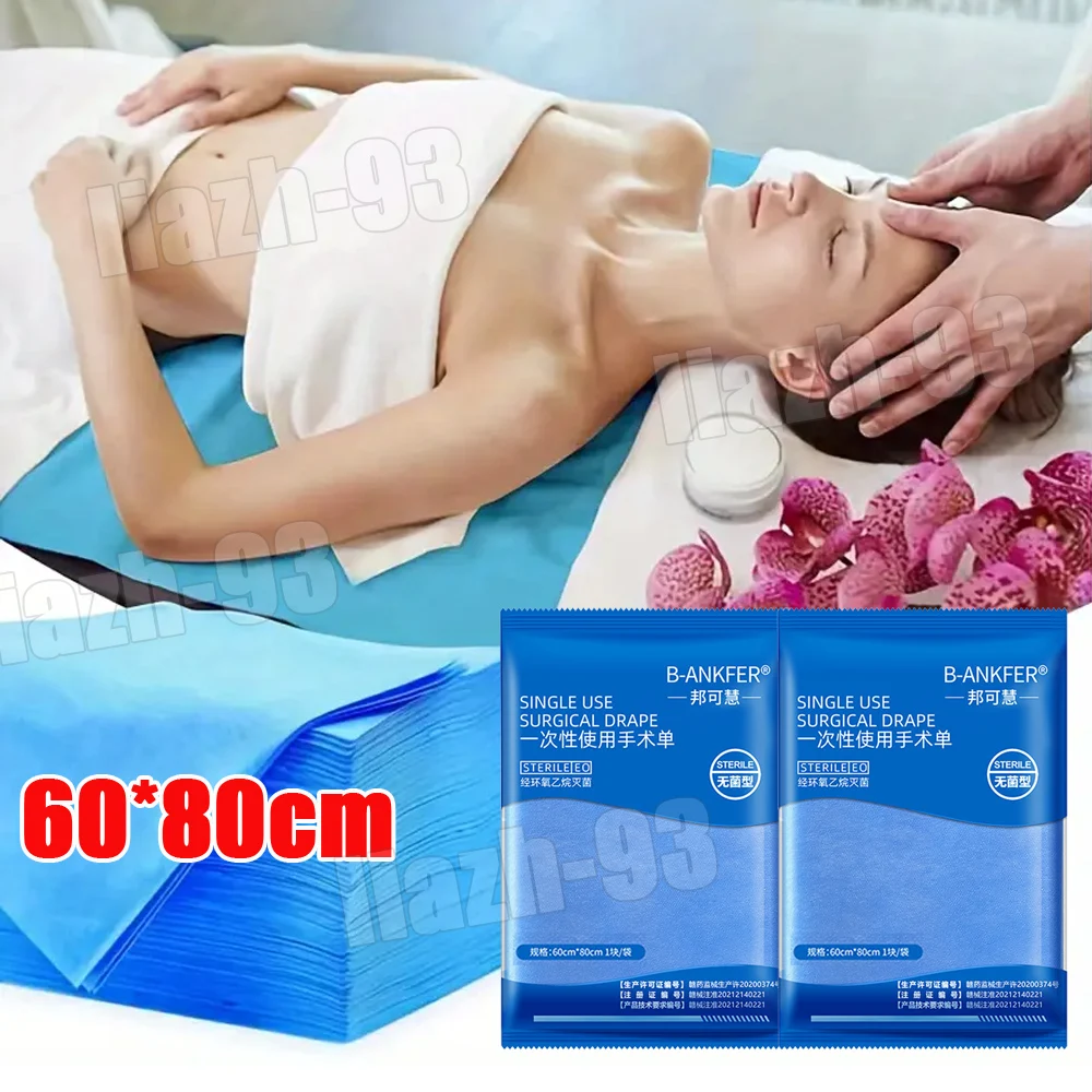 

10-100pcs Disposable Surgical Drapes Surgical Sheet Blue Towel Non-woven Sterile Waterproof/Oil-Proof Thick Nursing Pad 60x80cm