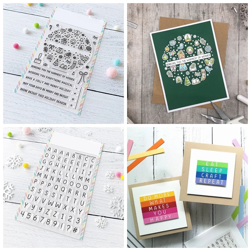 4*6 Zoll klare Stempel Weihnachten Ornament Saison Grüße Aphabets Nummer Siegel für DIY Scrap booking Urlaub Papier Karte Album