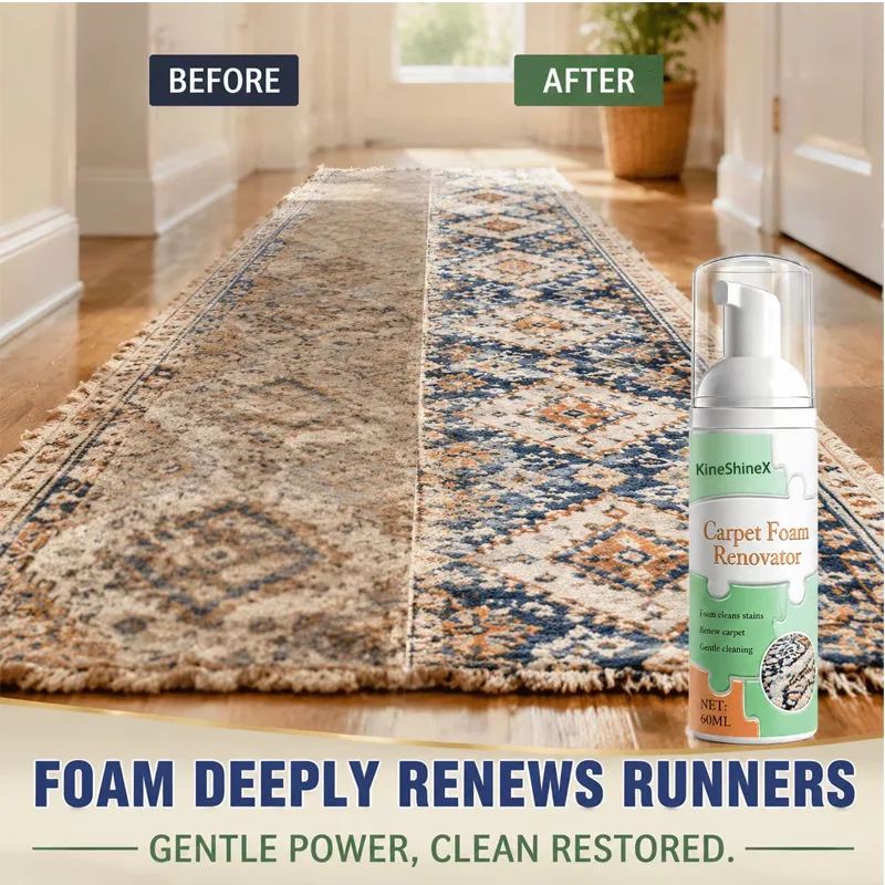 60ML Carpet Foam Cleaner Rug Stain Remover Deep Cleaning Foam for Area Rugs Runners Carpet Tiles Gentle Fabric Refresh Cleaner