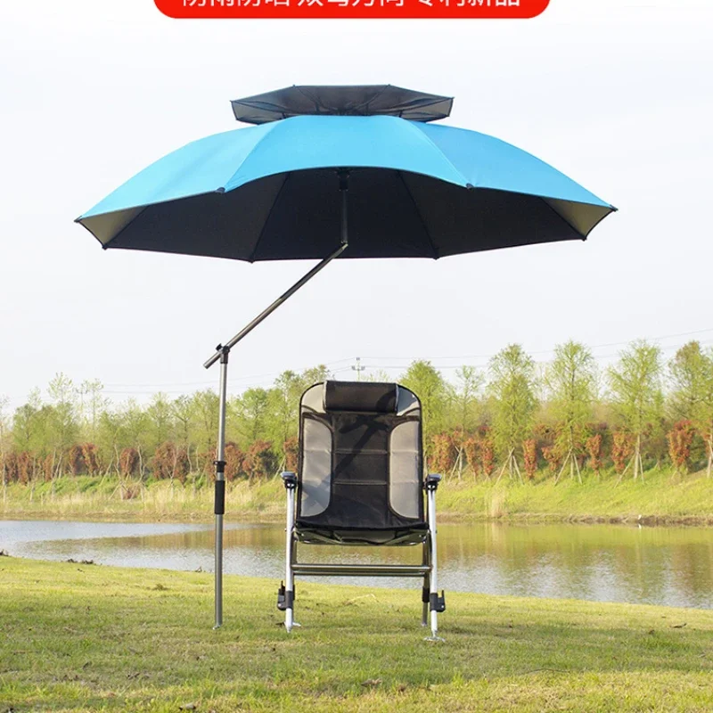 Fishing Umbrella Large Fishing Umbrella Universal Rainproof Double-Curved Folding Vinyl Sun Protective Rainproof Thickened