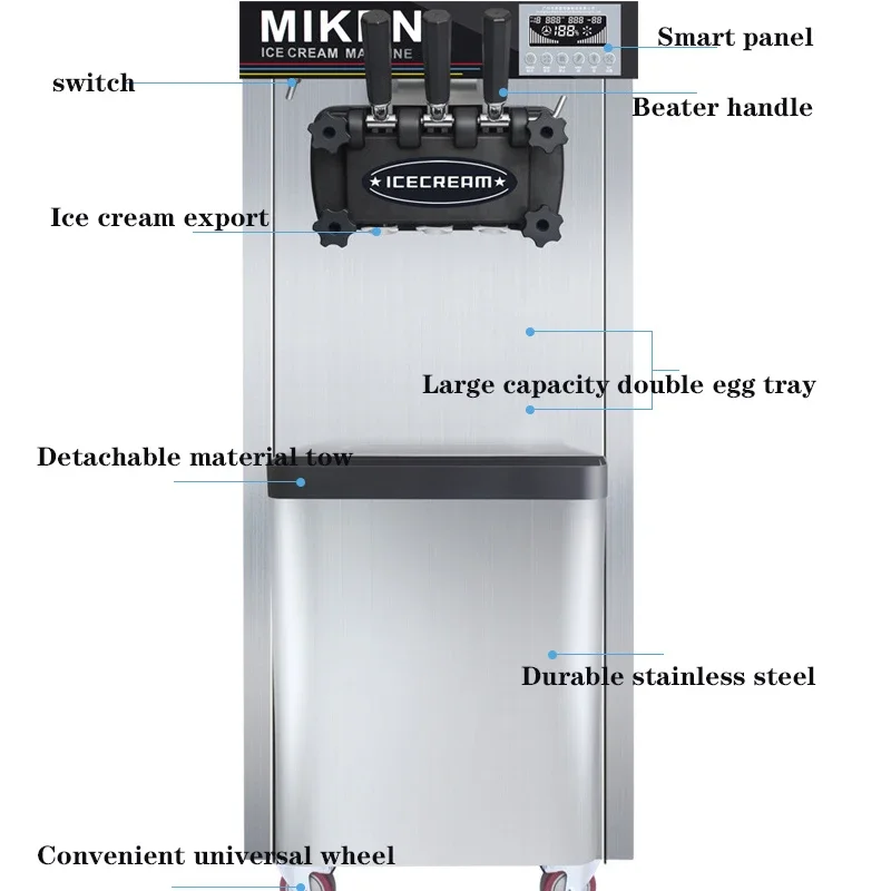 ใหม่ MK-618DB 22L สามสี Soft Ice Cream Machine ไฟฟ้าเชิงพาณิชย์ Ice Cream Machine เดสก์ท็อป Sundae Ice Cream Machine 220V
