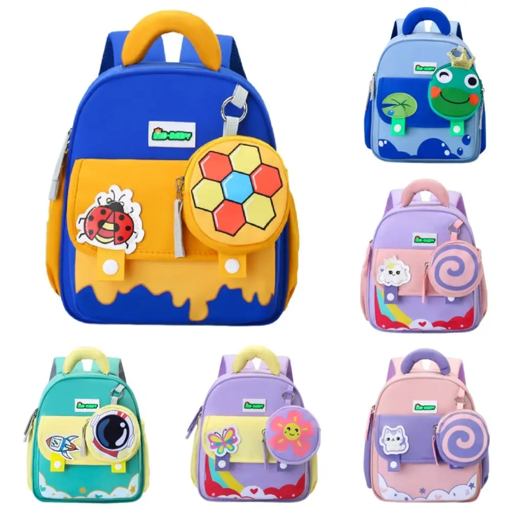 Bolsa escolar de jardim de infância com padrões de animais, alças ajustáveis, à prova d'água, mochilas fofas para crianças, fechamento com zíper, grande capacidade