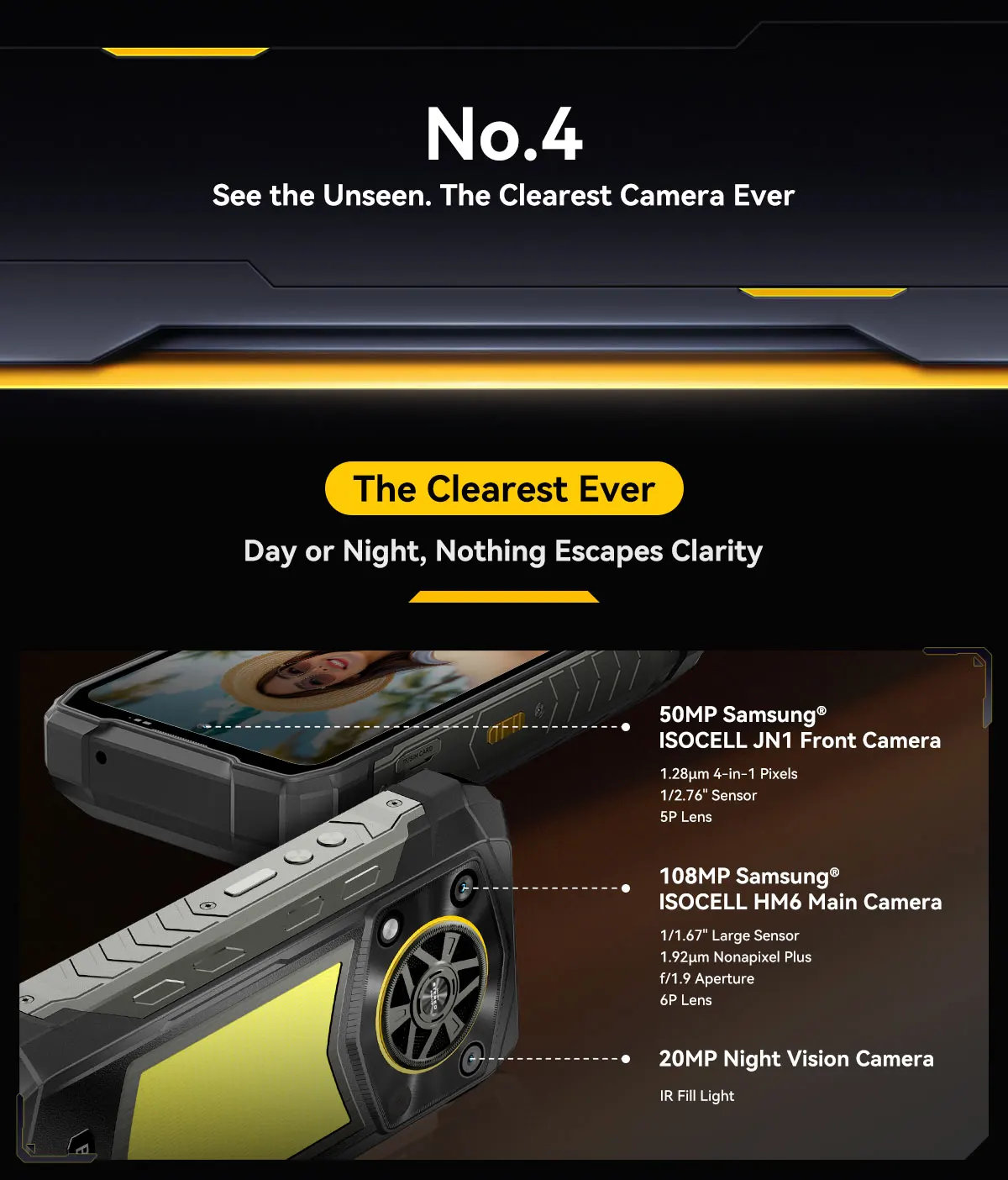 Global version Blackview ROCK 5 Rugged Smartphone Android 16 6.78'' 2.4K Display Camping Lantern 20000mAh 108MP NFC Mobile Phone