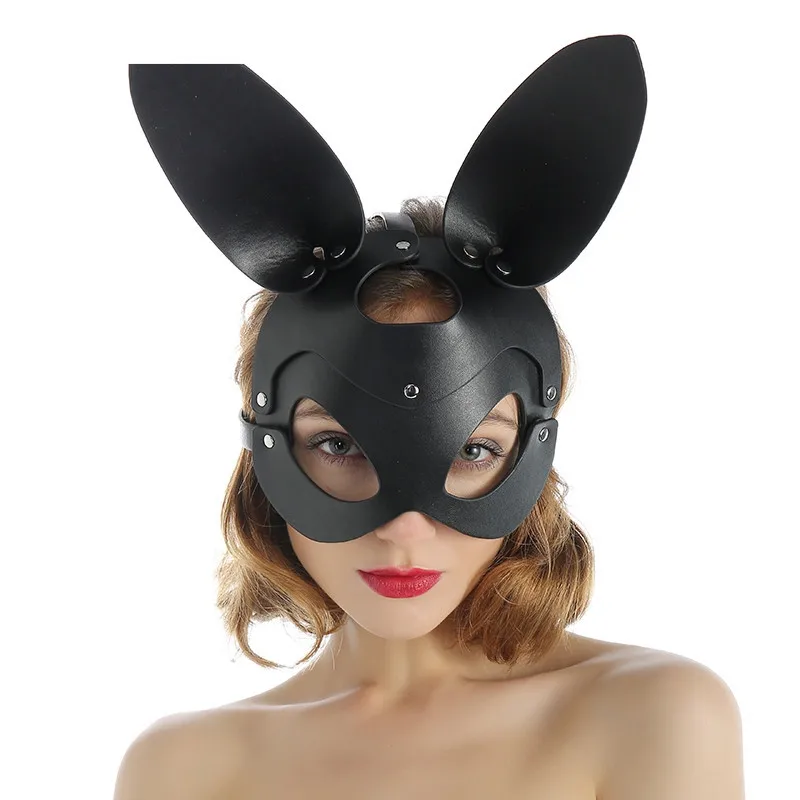 Adulto preto couro menina headwear adereços halloween masquerade