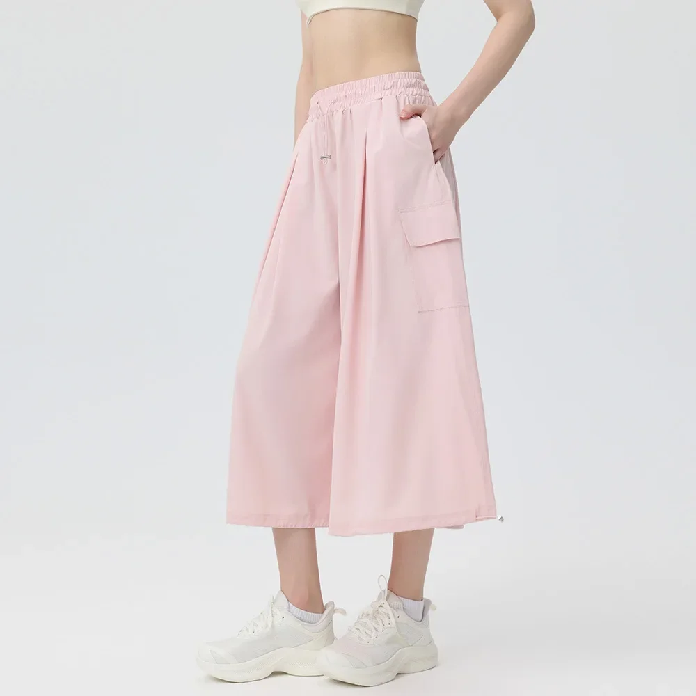 

Summer Tenis Feminino Two-wear Sports Cropped Pants Women Wear Wide-leg Running Quick-dry Dance Casual Fitness Yoga Short Skirt