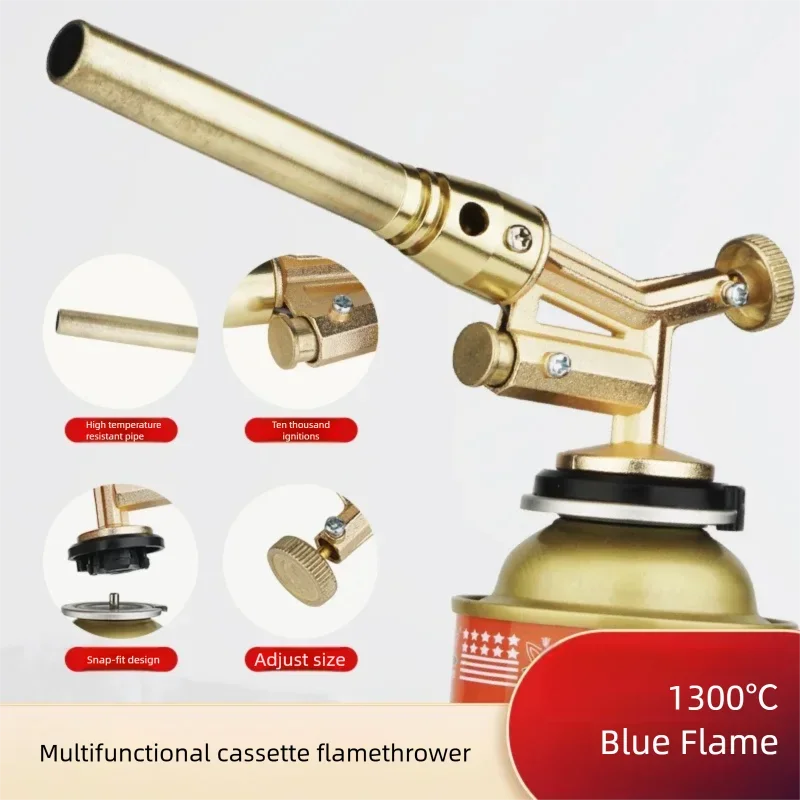 Portable Copper Welding Gas Torch Nozzle Flame Gun for Outdoor Camping BBQ Burner Kitchen Butane Lighter Welding Equipment