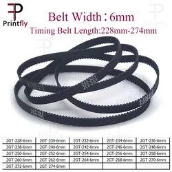 Printfly 2GT/GT2 Timing Belt 228 230 232 234 236 238 240 242 244 246 248 250 252 254 256 258 260 262 264 266 268 270 272 274 6mm