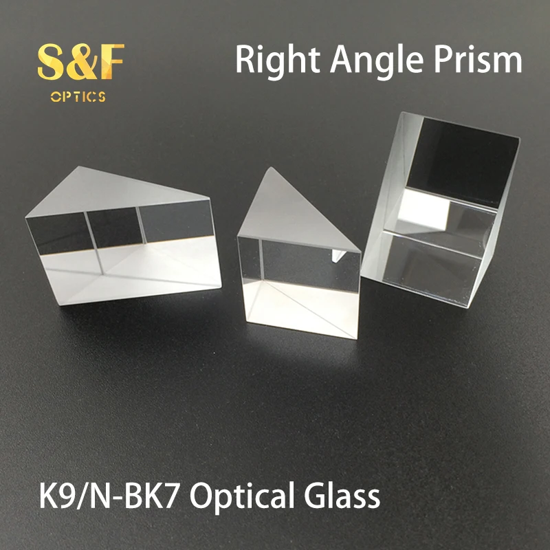 S&F Optical Prism 25.4mm 1inch K9 Optical Glass Right Angle Prism for Triangular Internal Reflecting