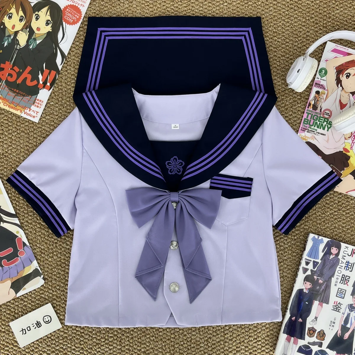 Japanese Style Lavender Sailor Suit JK Uniform,High Waist Slim Skirt Set School Outfit for Graduation Photo Daily Casual Wear