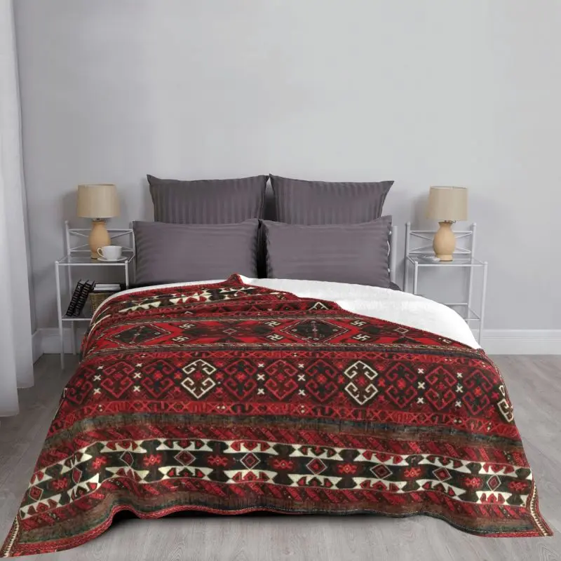 Sofa Fleece Baluch Flatweave Antique Afghanistan Rug Throw Blanket Warm Flannel Turkish Kilim Ethnic Art Blankets Bedspreads