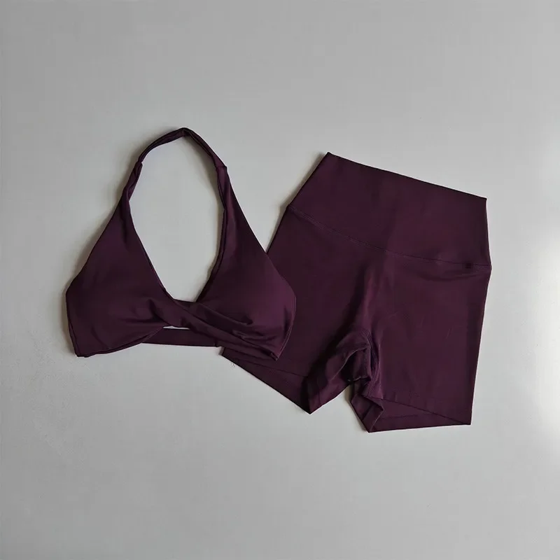Damen-Sport-BH mit Neckholder, Push-Up, Brustfreilassend, Pilates-Top, Yoga-Bekleidung, Fitness-BH für Gym und Laufen, mit schönem Rückendesign – Detail 8