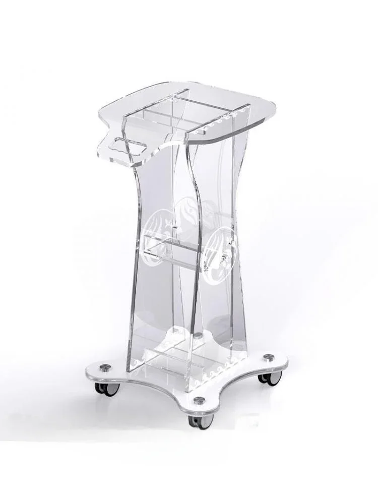 Beauty salon equipment special trolley water light instrument shelf transparent acrylic tool cart high-end