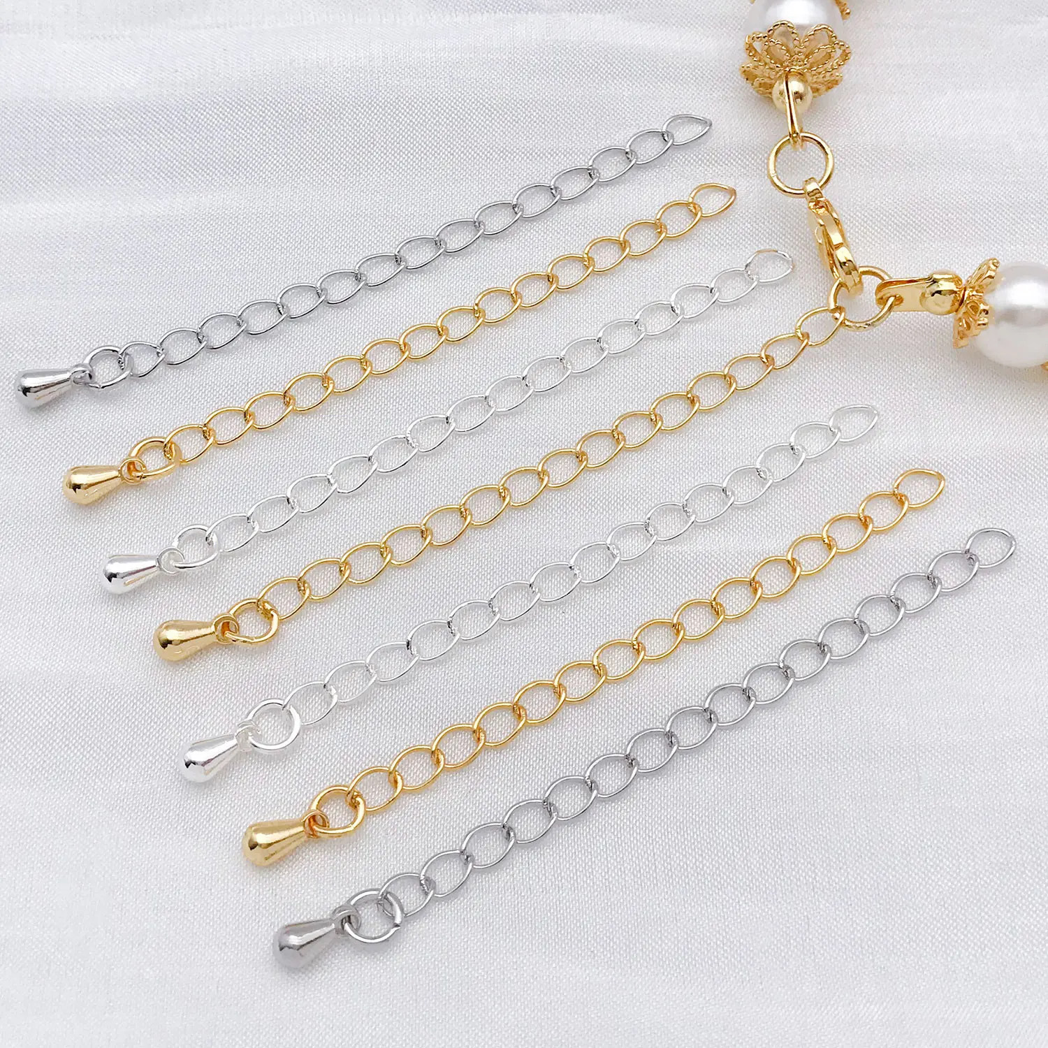 10pcs 5cm 18K Real Gold Plated Brass Extension Chains Bracelet Necklace Extension Tail Chain Connector For DIY Jewelry Making image 6