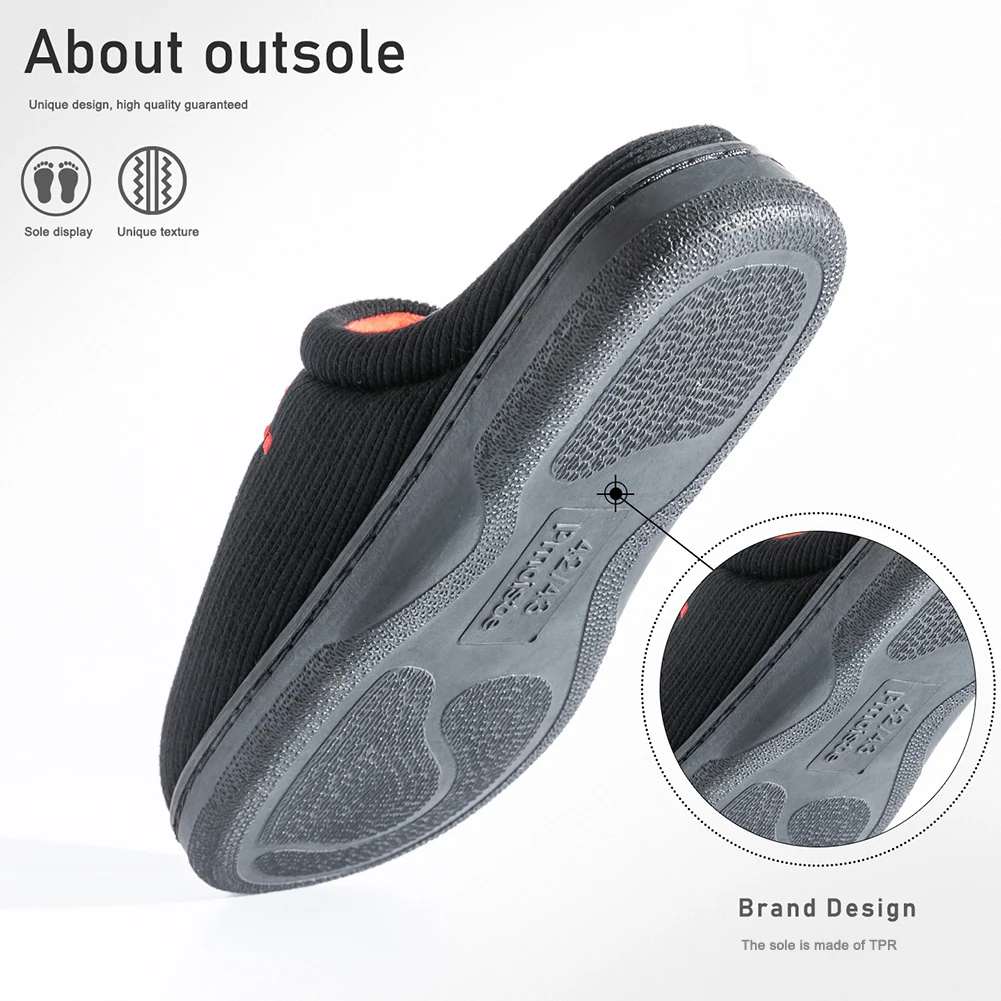 Pmoiste محبوك أحذية منزلية مطرزة الرجال مريحة دافئة لينة TPR وسادة رغوة الذاكرة مصمم شبشب غرفة المعيشة داخلي #5