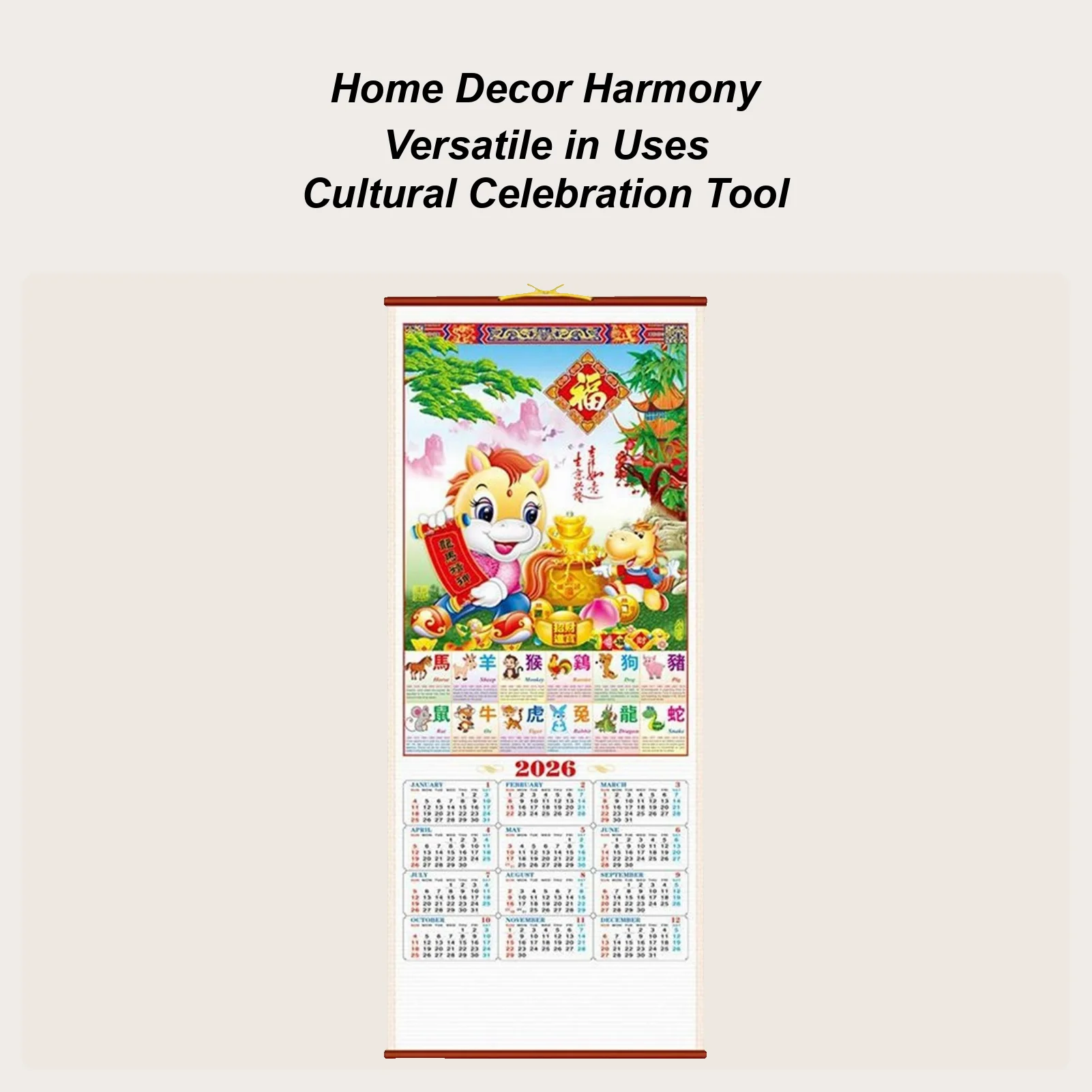

Calendar 2026 Hangable Monthly Planner Paper Year Of The Horse Chinese Calendar Planning For Office School Classroom Family Dorm