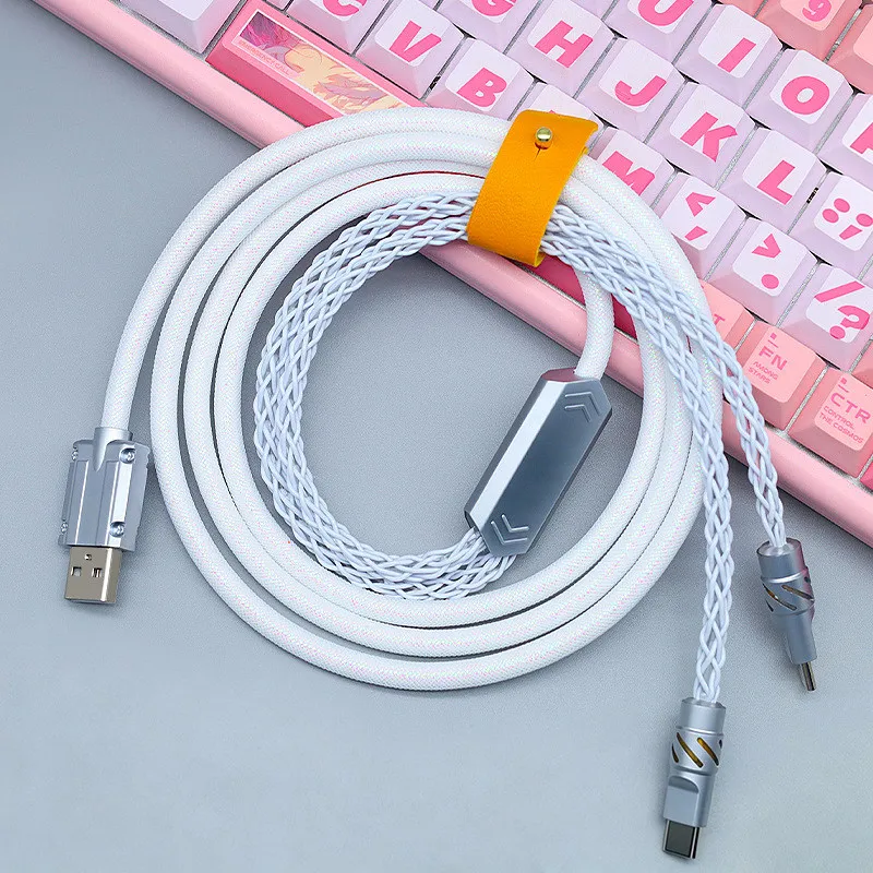 8k Aviator Aviation Plug Wire 150cm±3 2-in-1rgb Customization Of Weaving Magnetic Axis Luminous Keyboard Cable Accessory