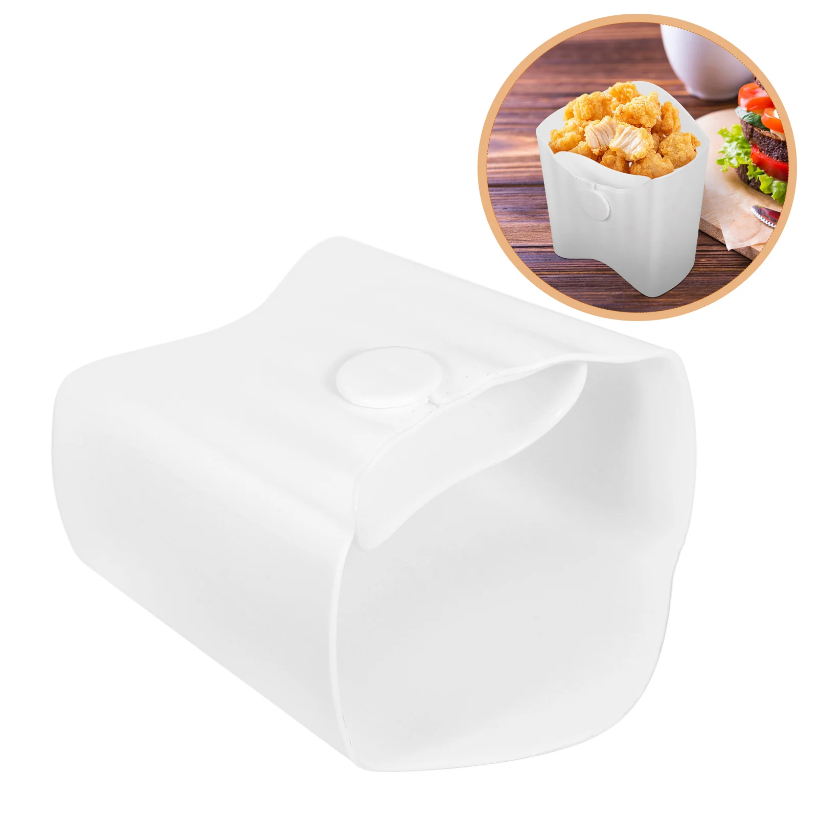 

1pc French Fries Cup Reusable Container Lightweight White Food Holder Multi-Functional Salad Cup Portable Outdoor Box For Travel