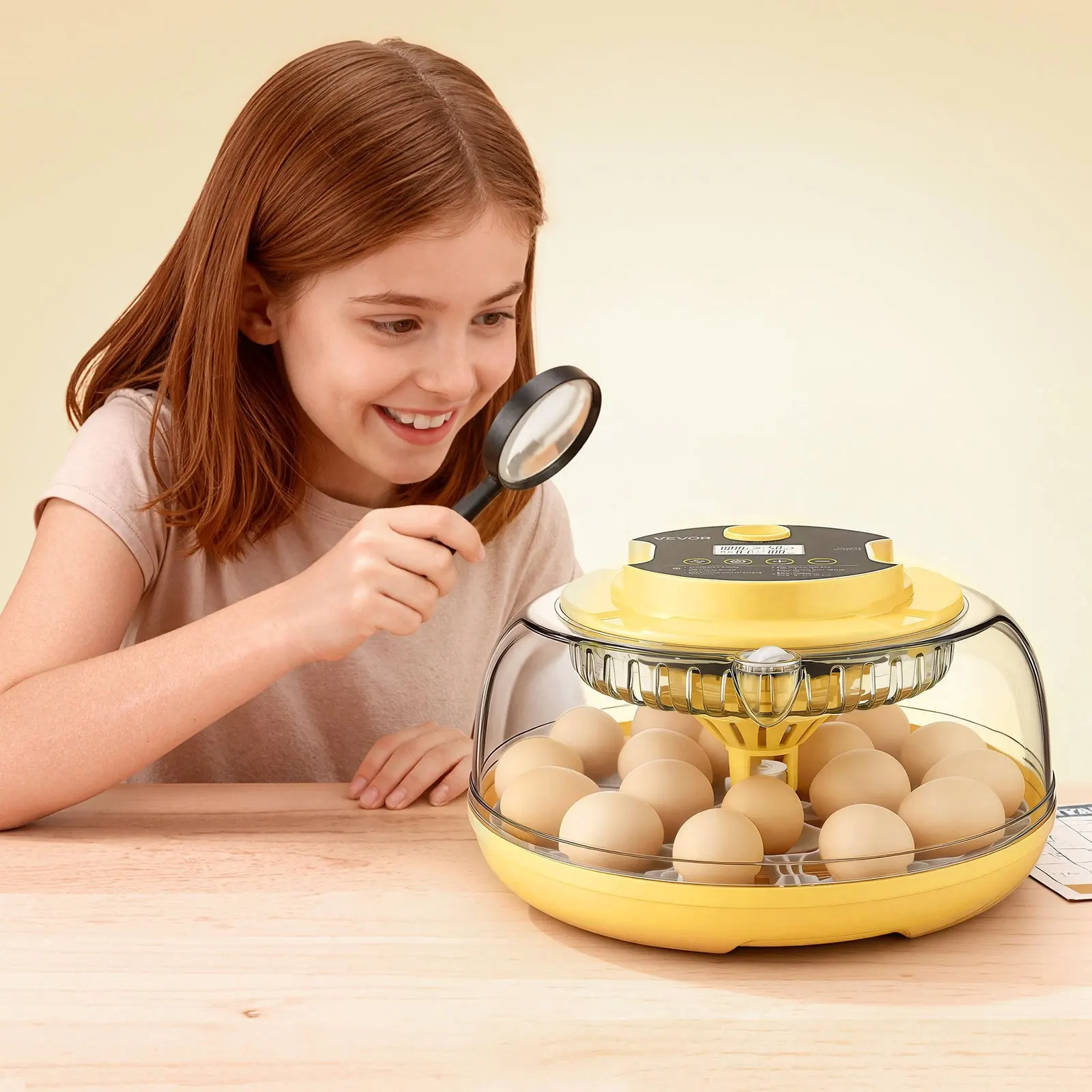 

18 Egg Incubator, Automatic Egg Turner with Candler, Temperature & Humidity Control, 360° View Clear Window