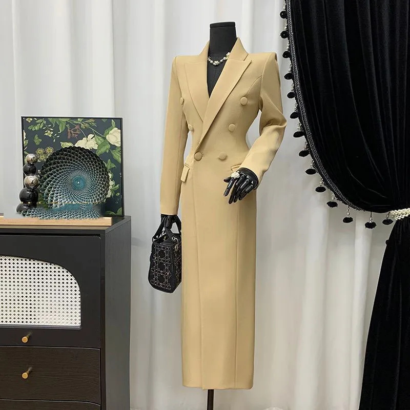 Spring Autumn Lapel Khaki Women Trench Coat 2025 New Style Double-Row Buckle High-Quality Fashion Women Trench Coat Overcoat 642