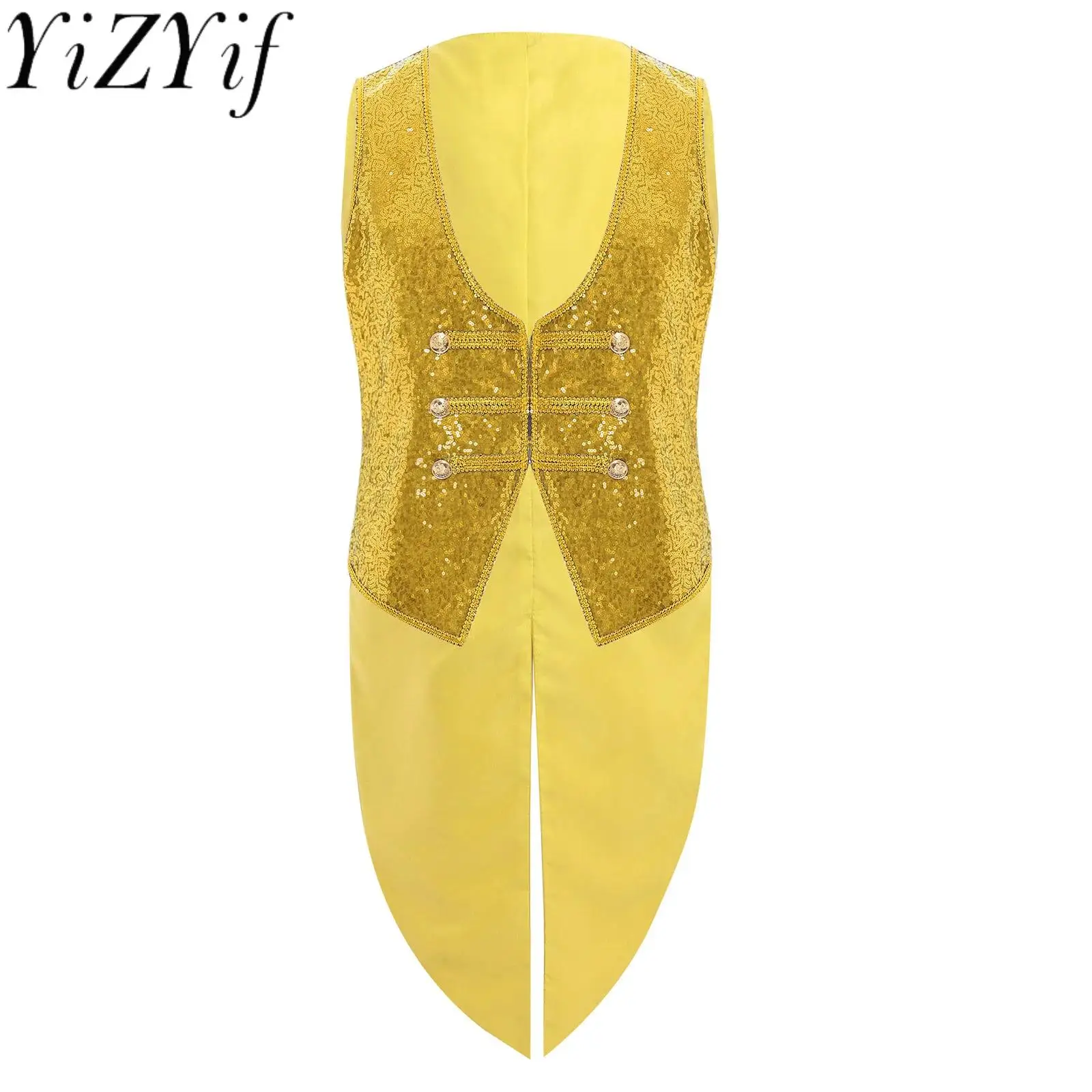 

Men Vintage Sequins Tailcoat Jackets Halloween Party Circus Ringmaster Cosplay Waistcoats Carnival Festival Performance Outfits
