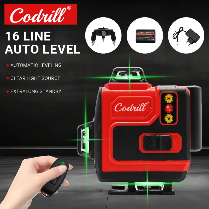 

Оригинальный 16-линейный лазерный уровень, высокоточный зеленый самовыравнивающийся портативный 360-градусный зеленый луч, горизонтальный вертикальный лазерный уровень