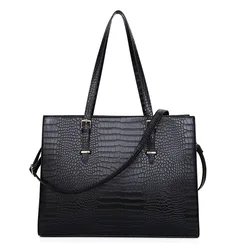 Fashionable women's handbag, single shoulder crossbody crocodile pattern large bag, business commuting