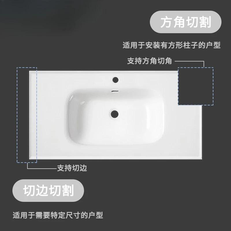 Ceramic basin, wash basin, toilet washbasin, large size integrated basin, single cut corner and cut edge