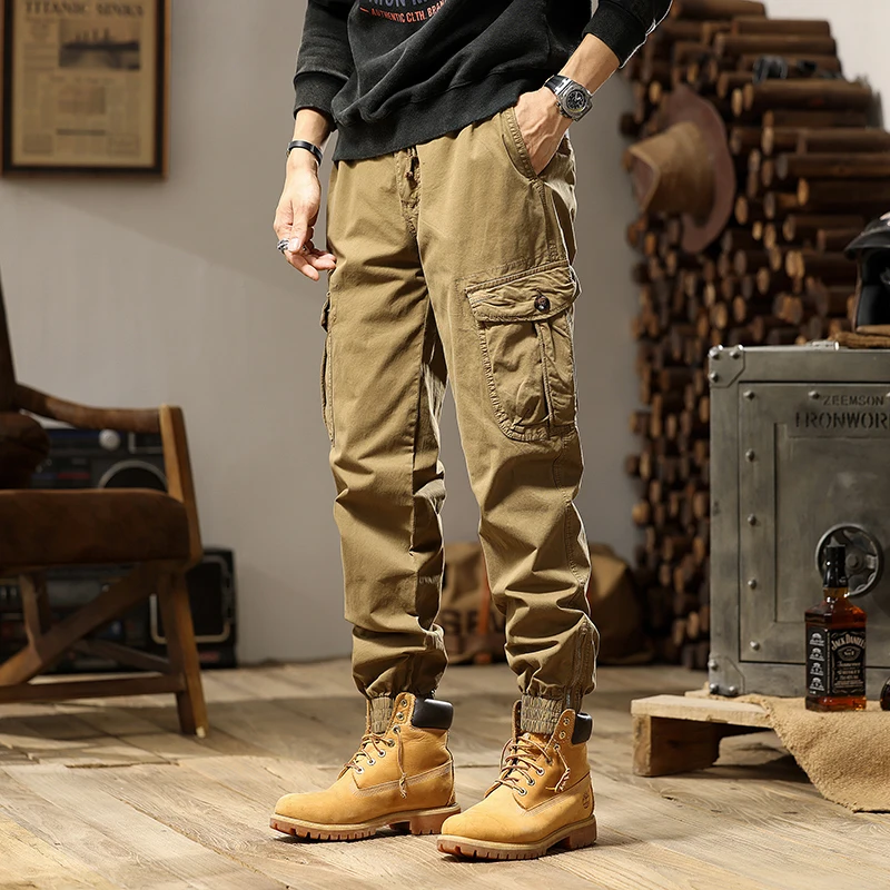 

Autumn new style Mens Fashion Casual Trousers Multi Pocket Cargo Pant spring Men Combat Pants Cotton Man Trousers size 28-38