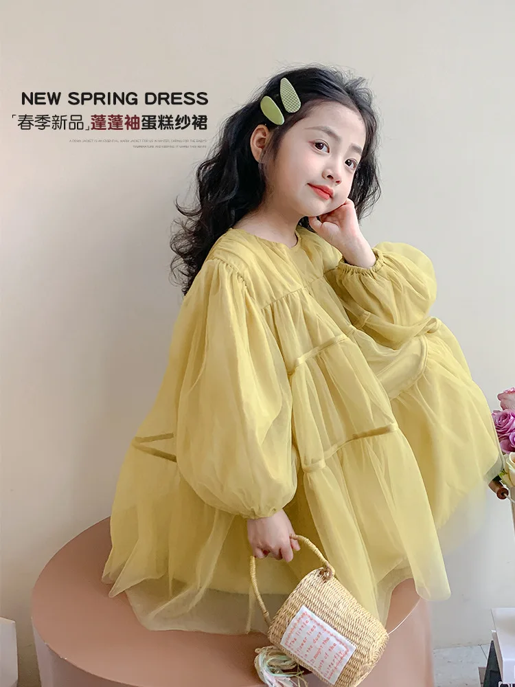 

Princess Dress Girls' Spring Clothes Western Style2024New Baby Girl Dress Spring and Autumn Kids' Skirt Spring Gauze Skirt