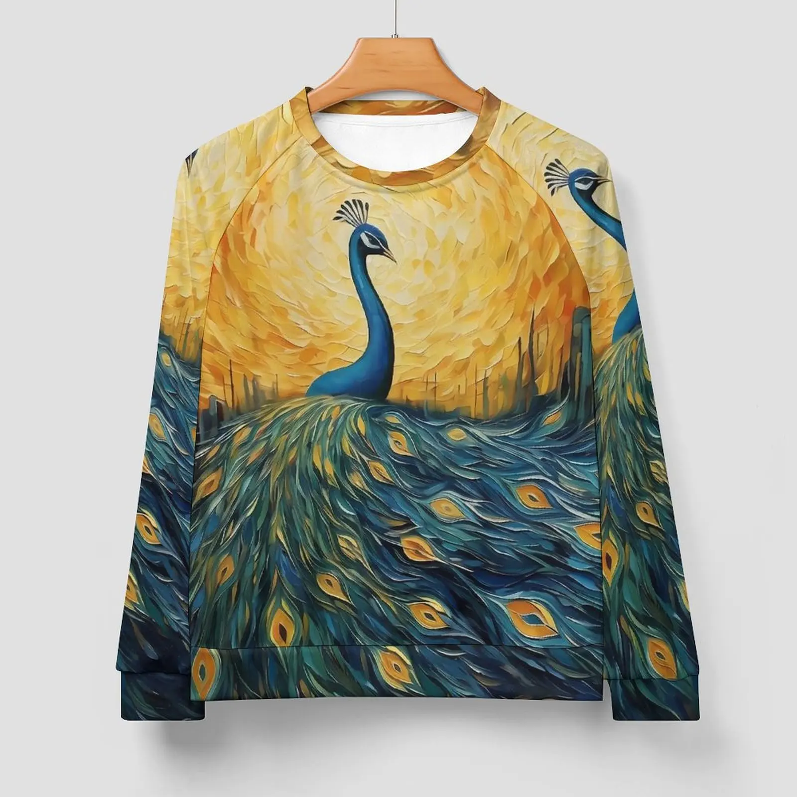 Fantasy Painting About Peacock Casual Sweatshirts O Neck Hoodies Winter Long-Sleeve Loose Oversized Hoodie Birthday Present