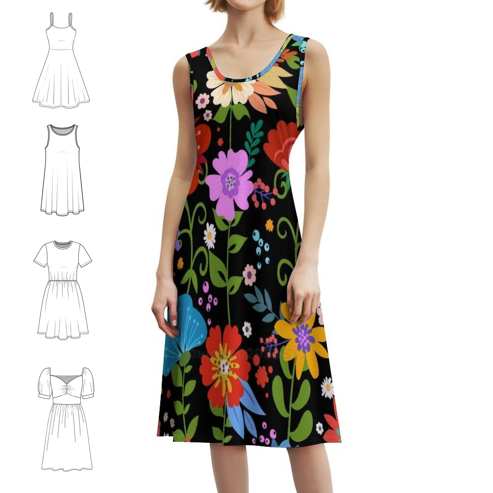 

Мексиканское цветочное народное искусство Повседневное платье в корейском стиле для женщин Простые повседневные офисные женские платья Мексиканское народное искусство Мексиканское народное искусство