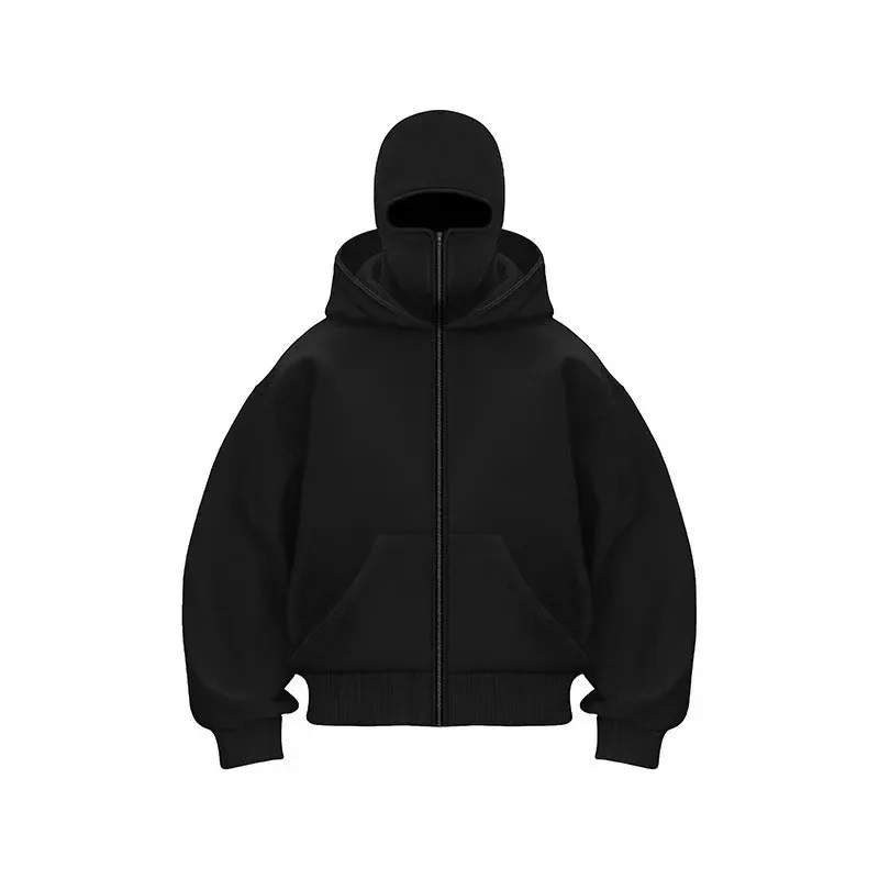 New Autumn/Winter Fleece Unisex Zip Hoodie - Balaclava Hood Mask Design, Cool Style Sports Sweater