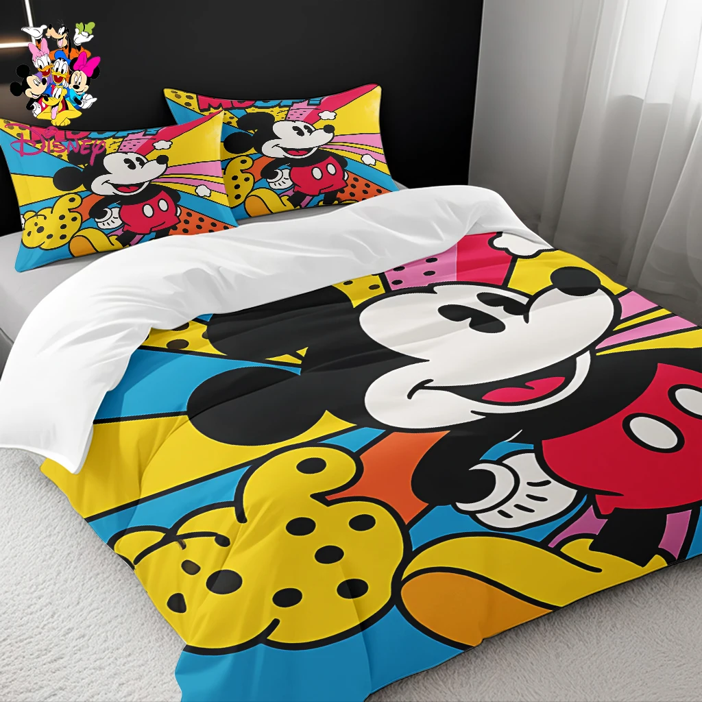 2/3 قطعة ديزني ميكي وستيتش طقم غطاء لحاف بدون حشو غطاء سرير ناعم ، صديقة للبشرة وتنفس طقم سرير هدية عيد