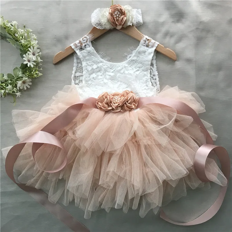 

Baby Girls Flower Lace Dress For Infant Toddler 12 Months Princess Ruffles Boho Chic Birthday Party Gown Sage