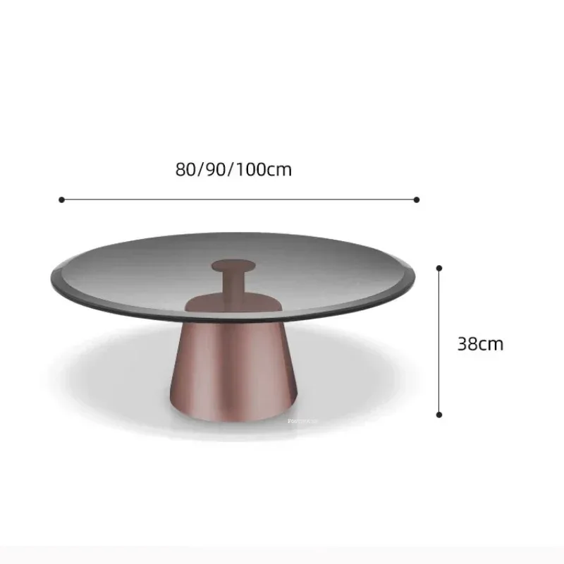 

【Best-selling】Light Round Tempered Glass Coffee Tables Designer Living Room Side Table Home Small Apartment Rose Gold Corner Tab
