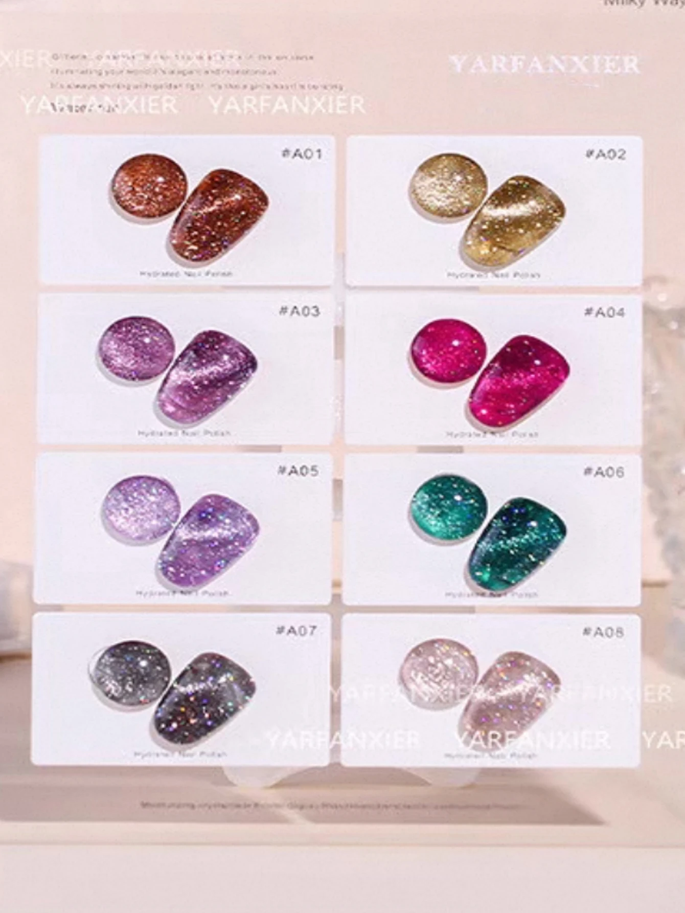 1/8PCS2025Herbst und Winter Nail Art Damenbedarf Salon Set Moonlight Galaxy Crushed Diamond Glitter Cat Eye Gel Nagellack