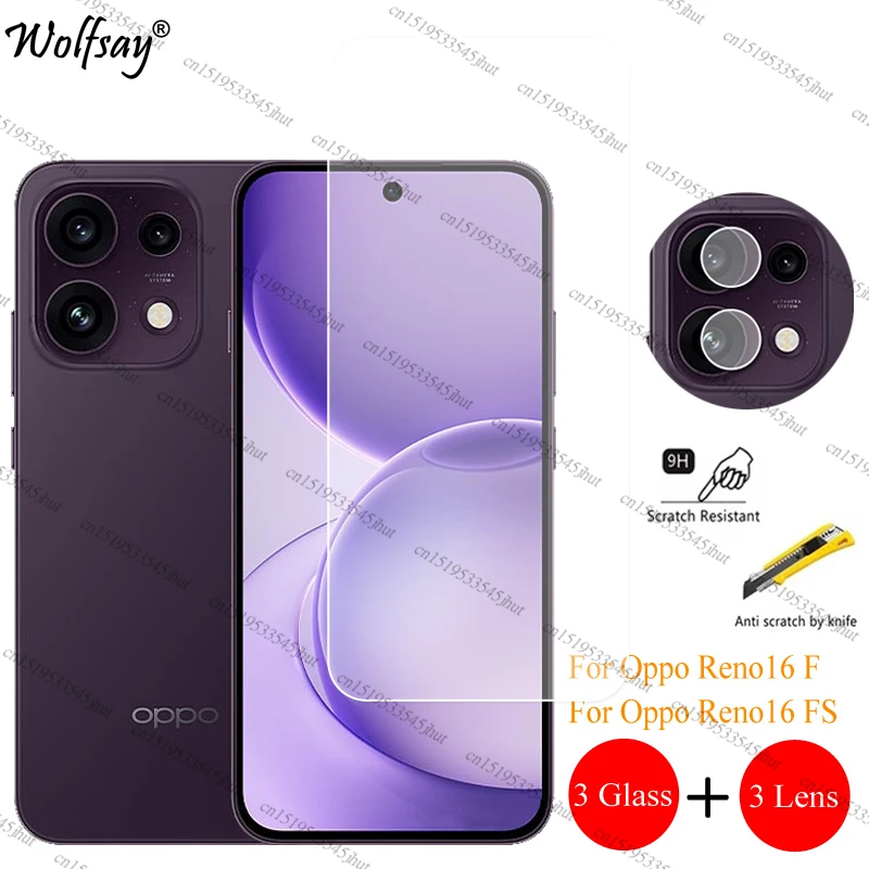 Camera Lens Protector For Oppo Reno 16F Screen Protector Oppo Reno16 FS 16F Clear Front Glass For Oppo Reno16 F Glass 6.57 inch