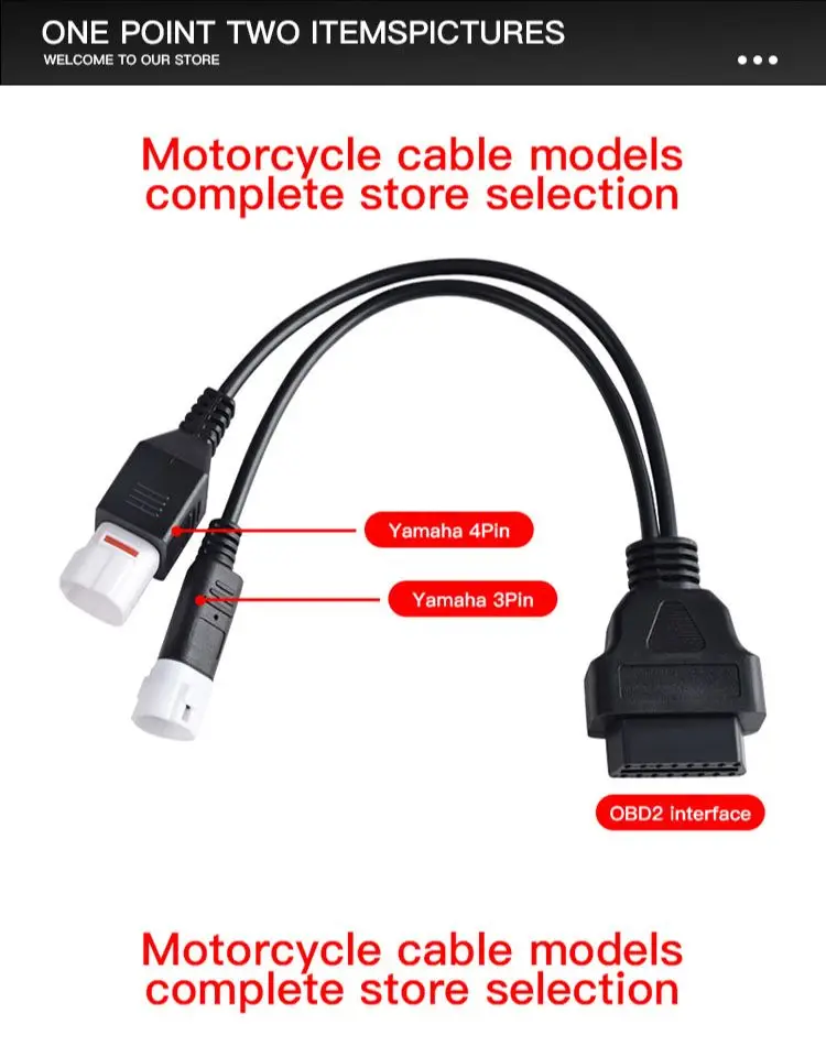 For Yamaha 3/4 /6 Pin To OBD2 Connector Motorbike OBDII Diagnostic Cable OBD Fault Code Reader Adaptor Extension Cable