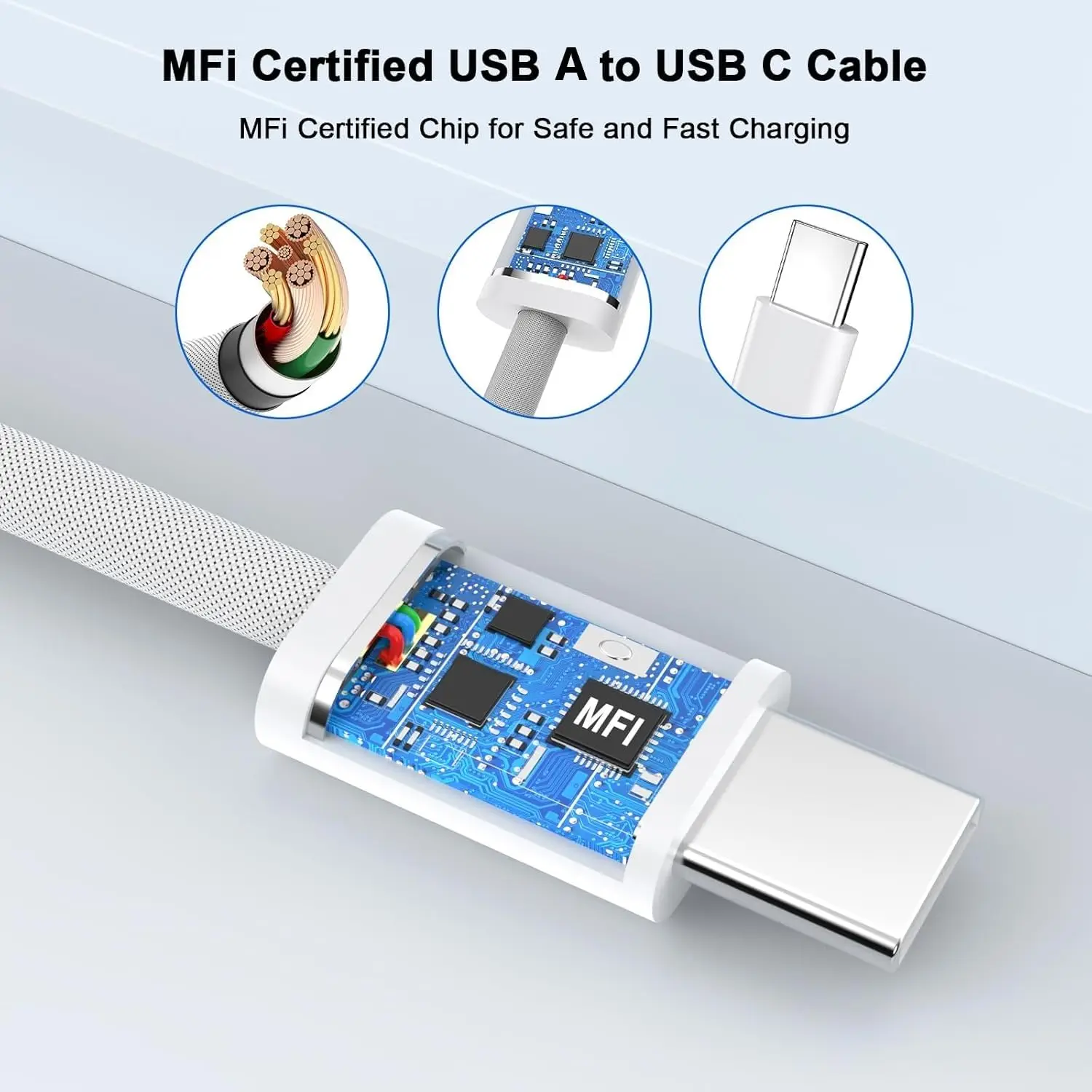 Original 60W USB to USB-C Carplay Fast Charging Cable For Apple iPhone 16 Pro Max 15 Plus Type C Charge For Xiaomi Samsung Cable