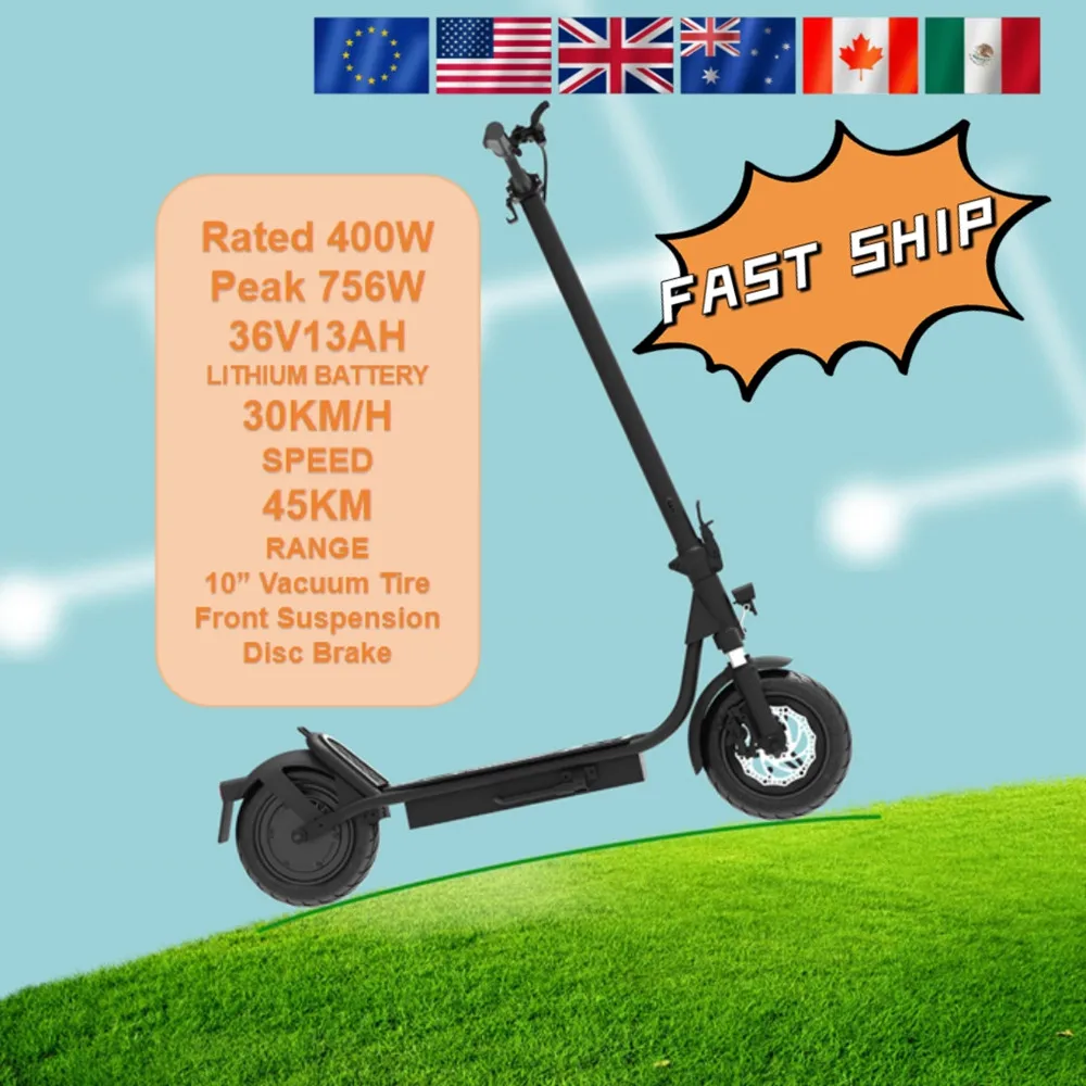 

DRIVETRON Wholesale Lithium Battery Electric Scooter 400W Motor 45KM Range E Scooter 30KM/H Fast Speed 10" Vacuum Tire