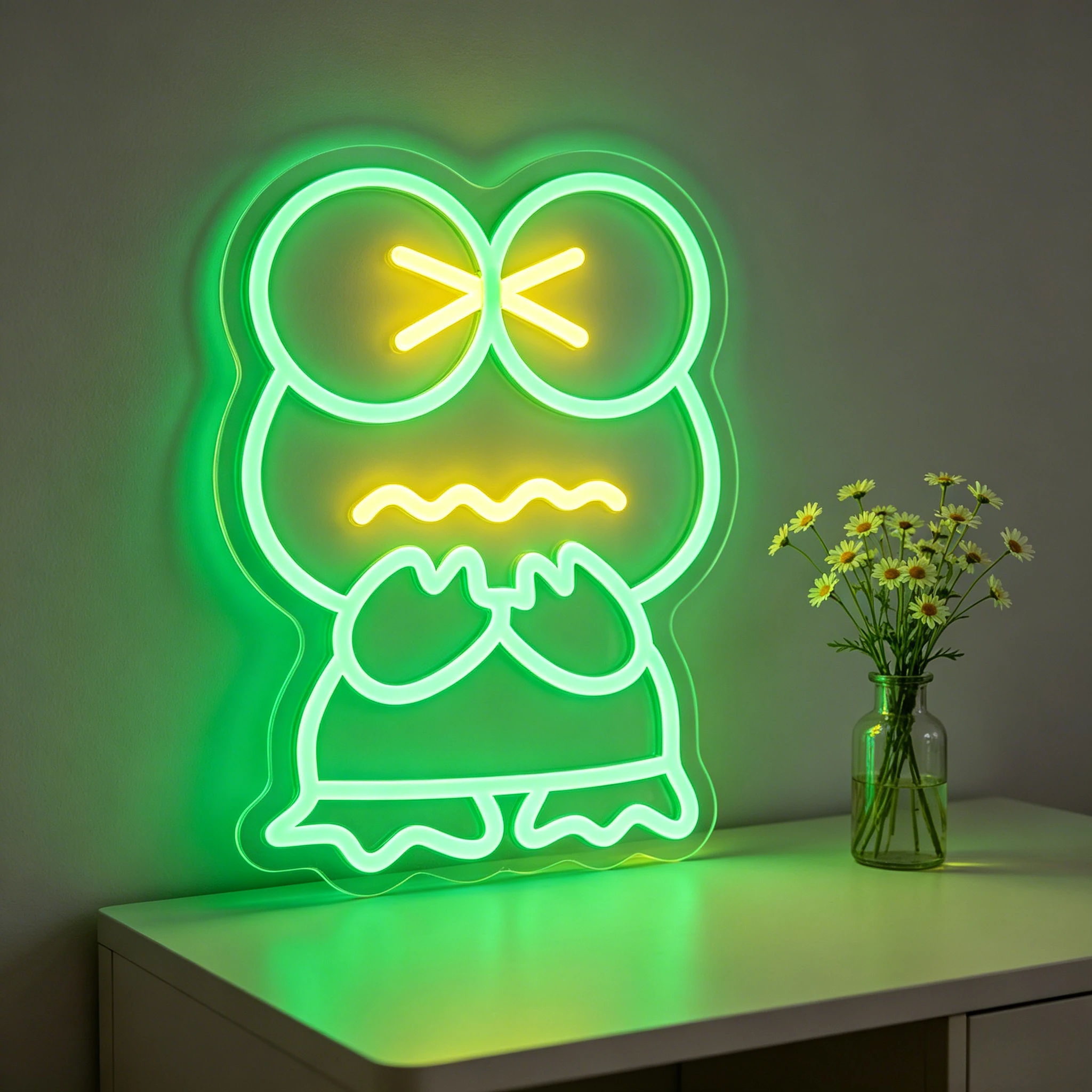 

Keroppi Yawning Neon Sign LED Neon Light USB Dimmable for Kids Room Bedroom Decor Cozy Sleep Environment Decor Soft Night Light