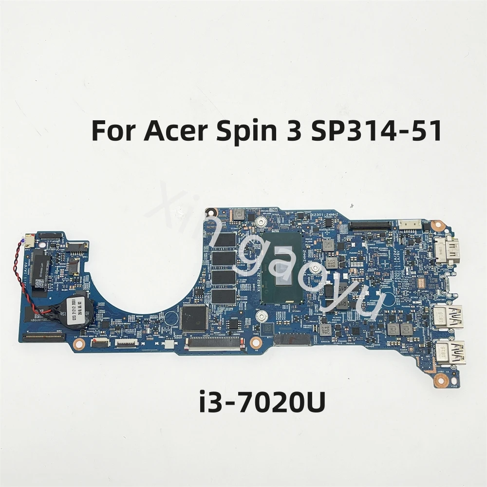 448.0DV07.0011 17893-1 Original For Acer Spin 3 SP314-51 Laptop Motherboard NBGUW1100C With i3-7020U CPU 4GB RAM Test Perfect