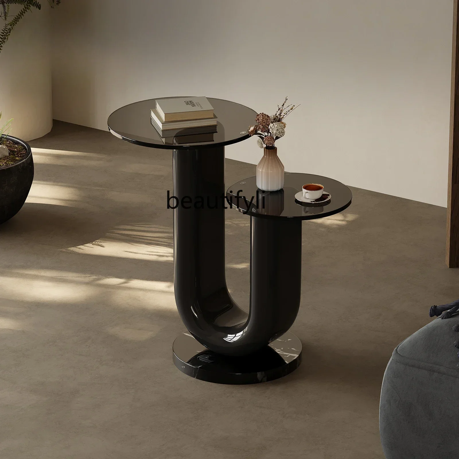 

New arrive Italian tempered glass edge few living room home light luxury high-end sofa side table small coffee table