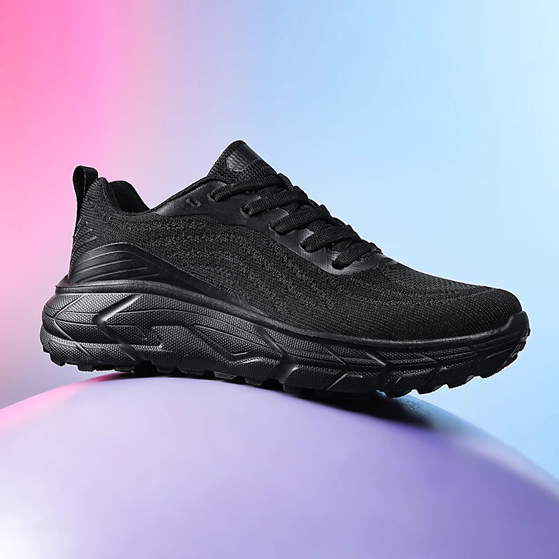 YRZL Men Black Sneakers Breathable Lightweight Air Mesh Jogging Shoes Man Comfortable Casual Non Slip Walking Sneakers for Men