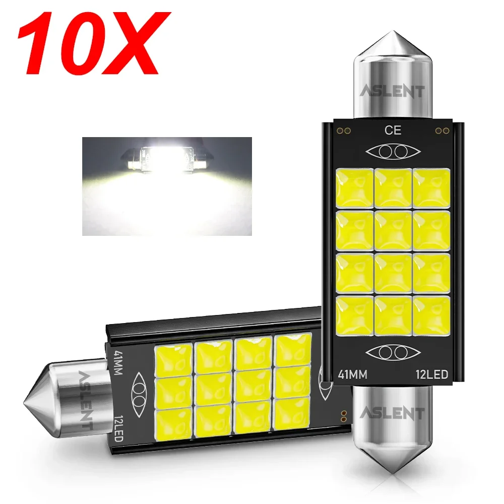 10x Festoon 31mm 36mm 39mm 41mm LED Bulb C5W C10W C3W Super Bright Car Dome Light Canbus Auto Interior Reading Lamps White 12V