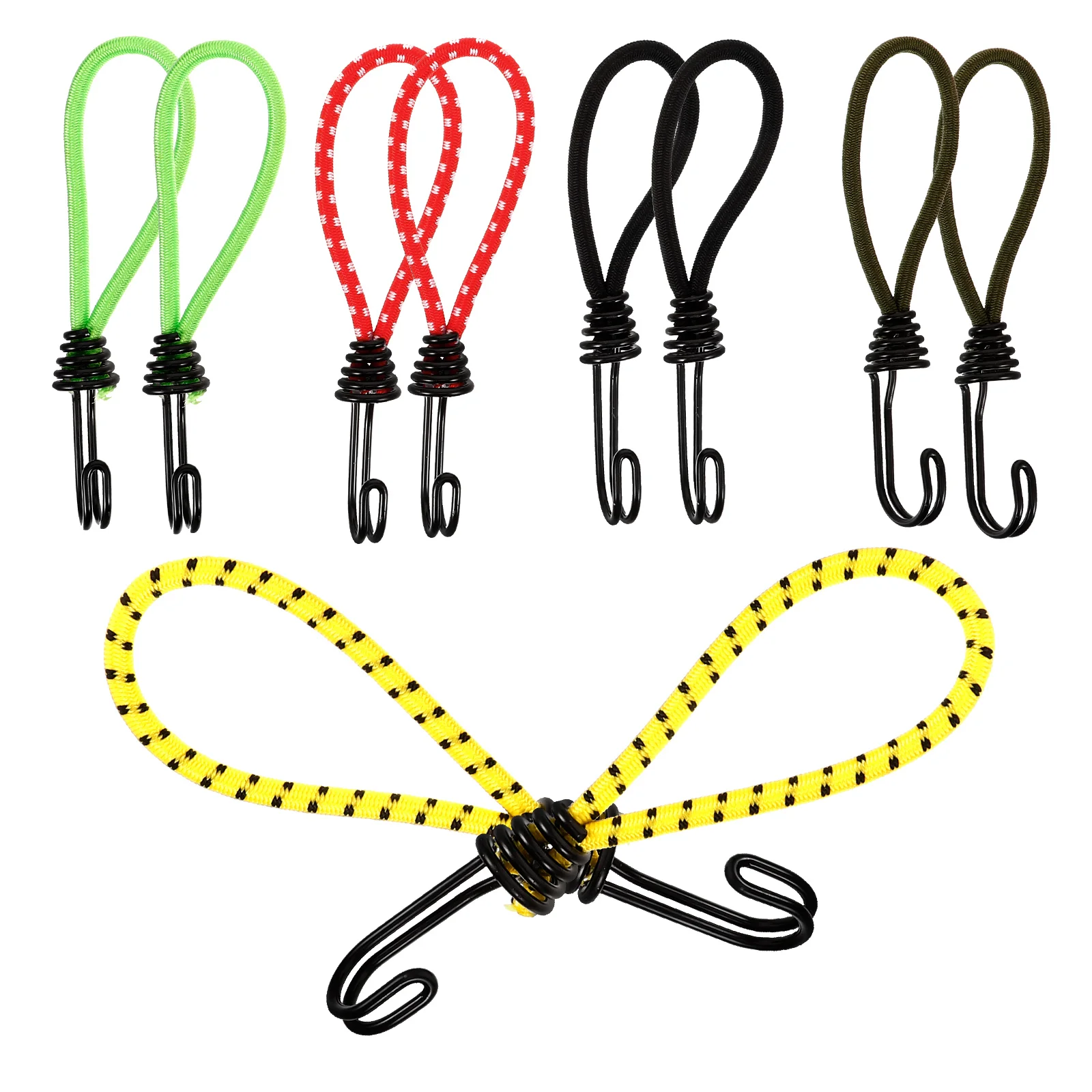 

10 Pcs Tent Elastic Cord Buckle Camping Hook Polyester Hooks Yellow Green 2 Each Durable Metal Rubber Fixing