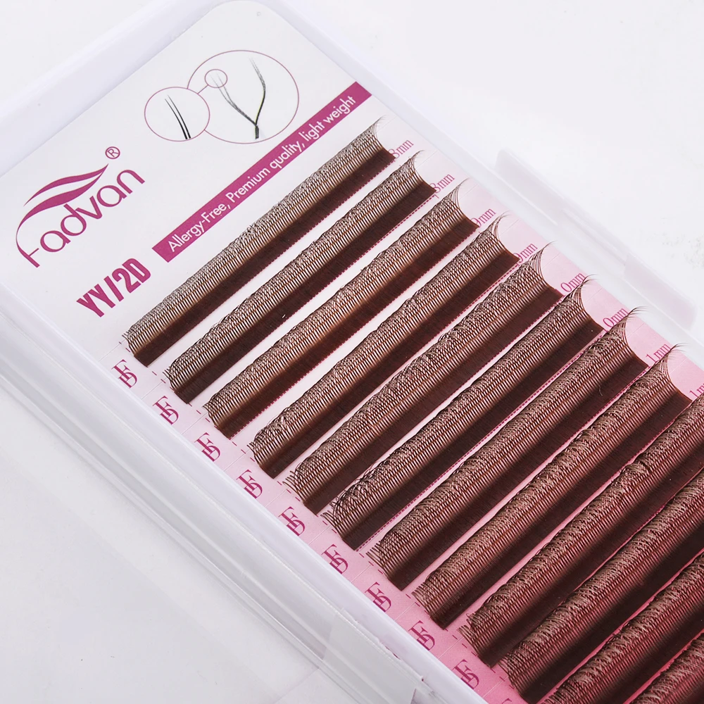 Fadvan Brown YY Lashes YY Shape Eyelashes Extension Soft Natural