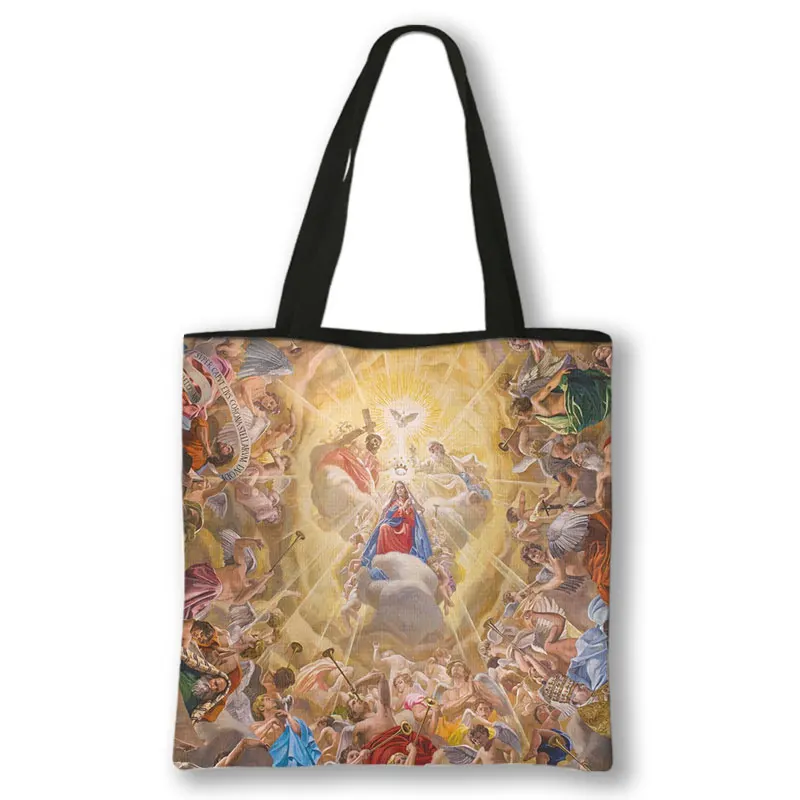 Virgin Mary of Guadalupe Mexico Painting Handbag Women Canvas Shopping Bags Catholic Churches Casual High-capacity Tote Bag Gift